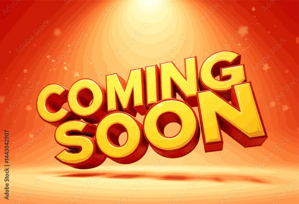 Coming Soon 3D Text on Red Background