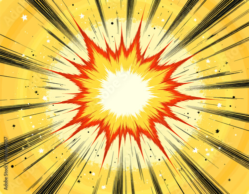 Obraz na płótnie Comic book style explosion with yellow burst and red accents w salonie
