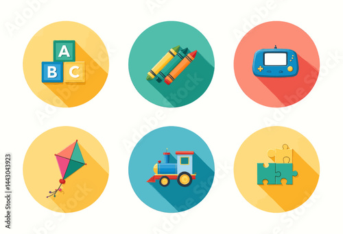 Obraz na płótnie Colorful Flat Design Toy Icons Set w salonie