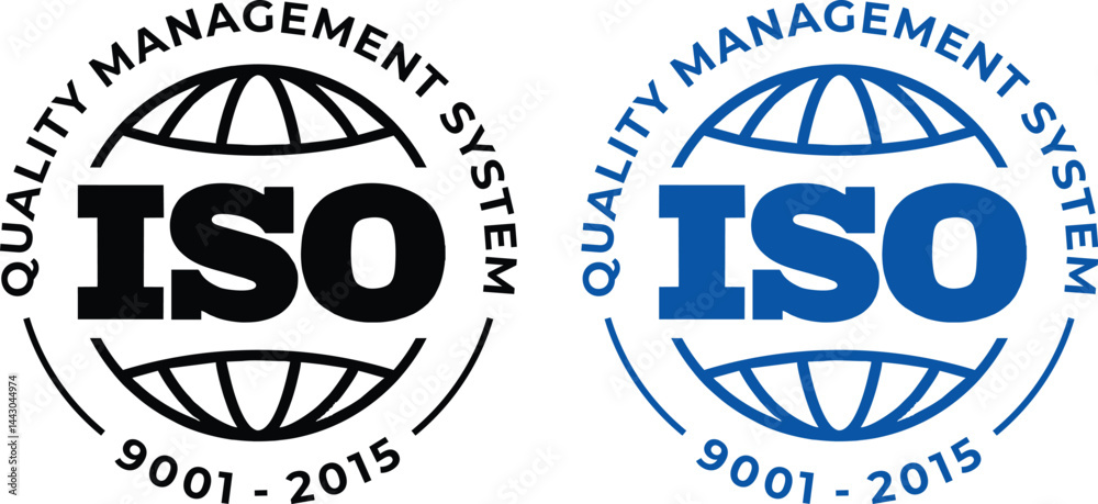 Fototapeta premium ISO 9001:2015 Certified Symbol Quality Assurance Logo & Certification Vector 