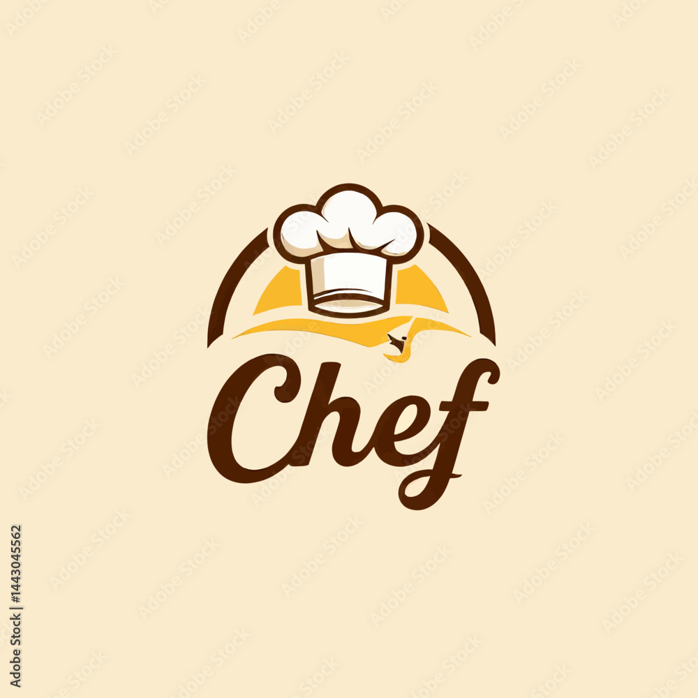 Chef logo with hat and seagull silhouette