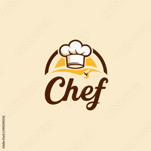 Obraz na płótnie Chef logo with hat and seagull silhouette w salonie