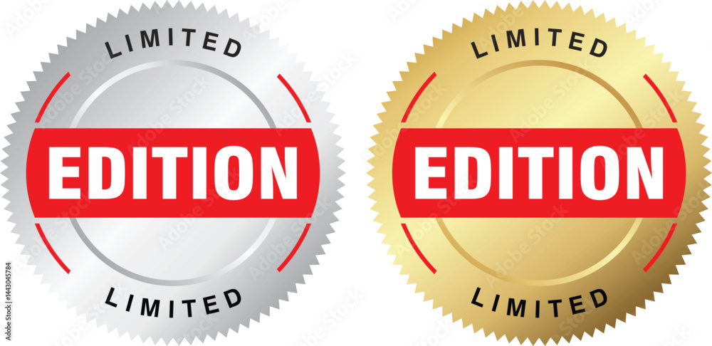Fototapeta premium Limited Edition Label Vector – Gold, Silver, Black Flat Style Tag for Premium Product Packaging Design