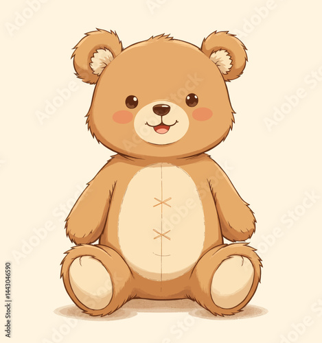 Obraz na płótnie Cartoon teddy bear with stitched belly detail w salonie