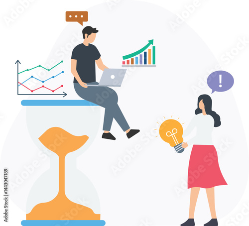 Business colleagues collaborating under pressure, facing a tight deadline while brainstorming innovative ideas and solutions to enhance overall business performance and growth

