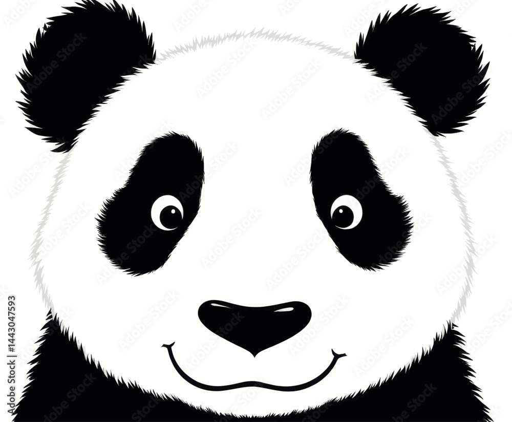 Cartoon Panda Face with a Smile