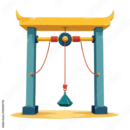 Obraz na płótnie Cartoon Pendulum with Asian-Style Frame
w salonie