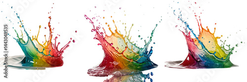 Set of A different color  splashing  isolated isolated on a transparent background