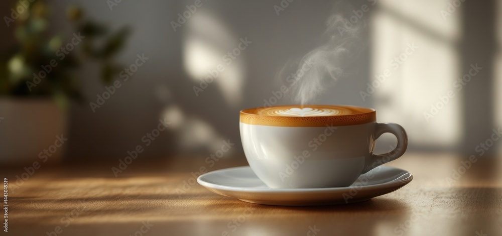 Fototapeta premium Aromatic Latte Art: Indulge in the Warmth of a Perfectly Crafted Coffee