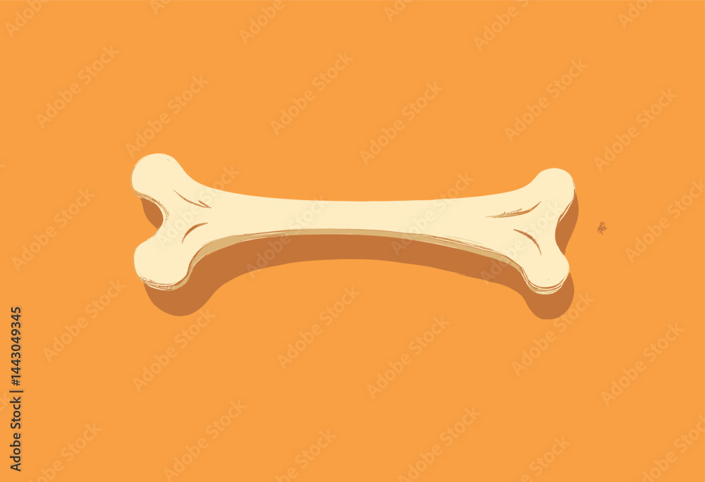 Cartoon Dog Bone on Orange Background