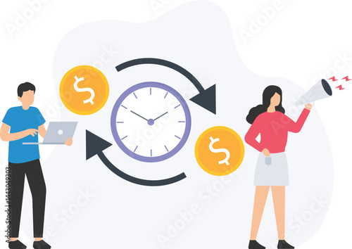 Businesspeople are managing time and money effectively to maximize investment return, symbolizing the importance of strategic financial planning

