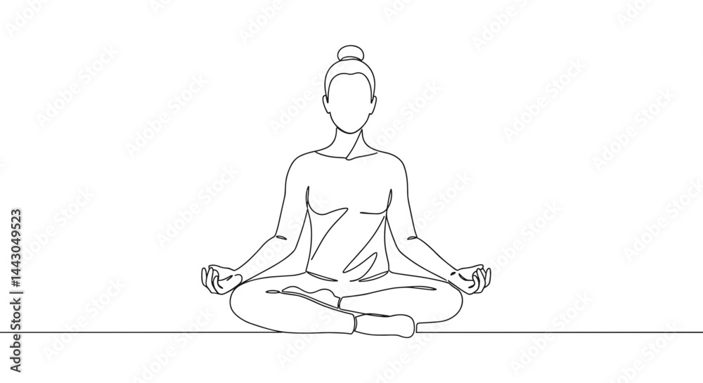 Minimalist outline of a person meditating in a peaceful setting Minimalist outline of a person meditating in a peaceful setting