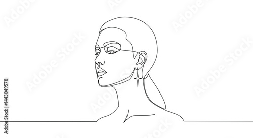 Elegant line drawing of a woman in profile  