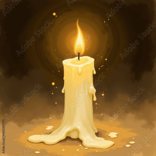Obraz na płótnie Cartoon Candle with Dripping Wax and Glowing Flame w salonie