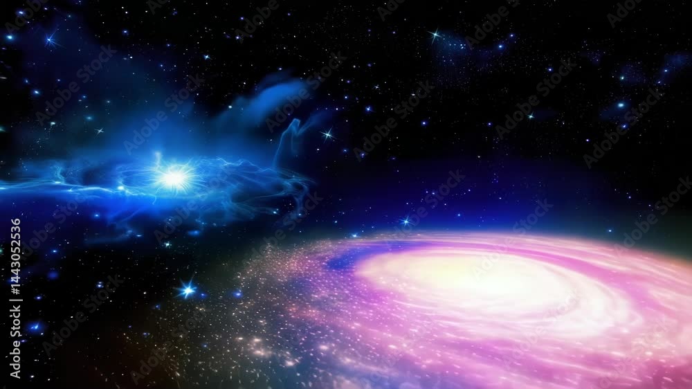 Cosmic Galaxy Flythrough Animation | Sweeping Space Scene with Stars and Nebulae

