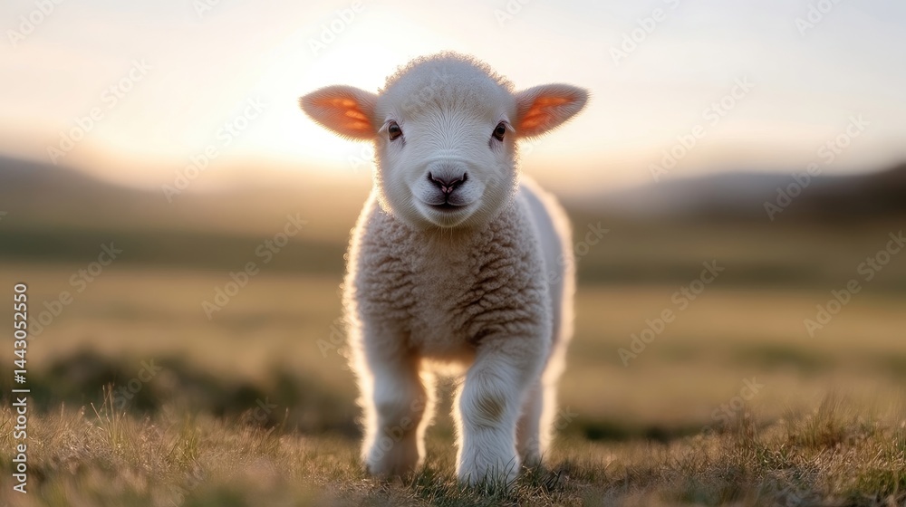Fototapeta premium Adorable lamb in golden light