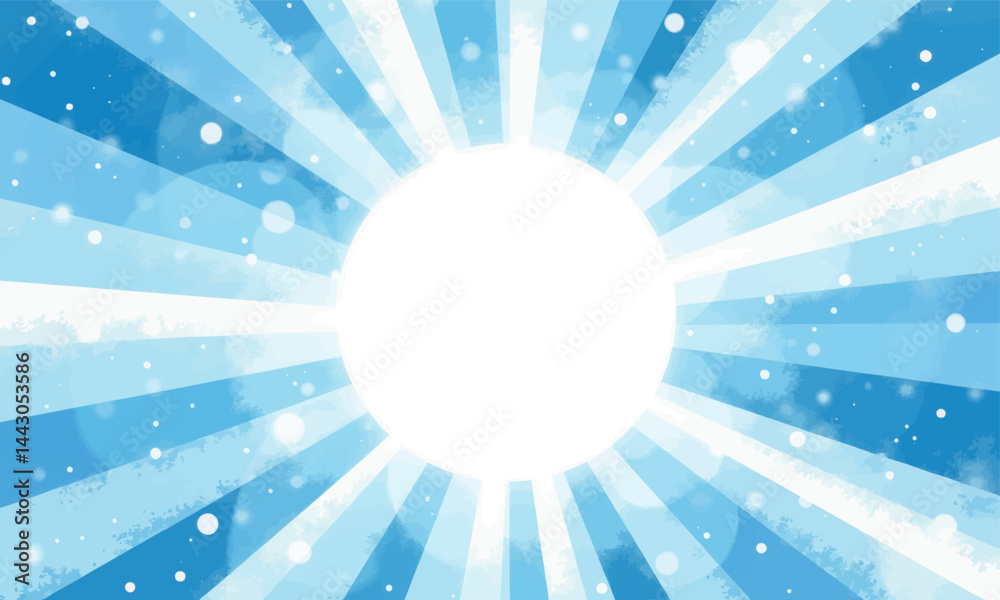 Blue Burst with White Circle and Snowflakes