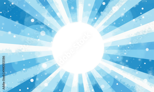 Obraz na płótnie Blue Burst with White Circle and Snowflakes w salonie