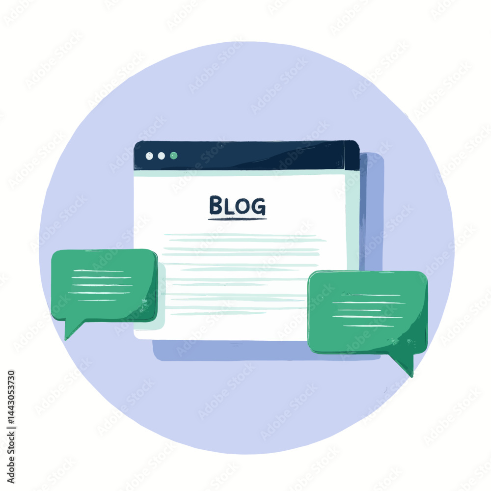 Blog website with green speech bubbles illustration