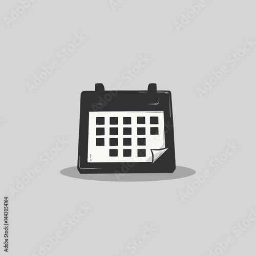 Obraz na płótnie Black Calendar Icon with Curled Page Corner w salonie