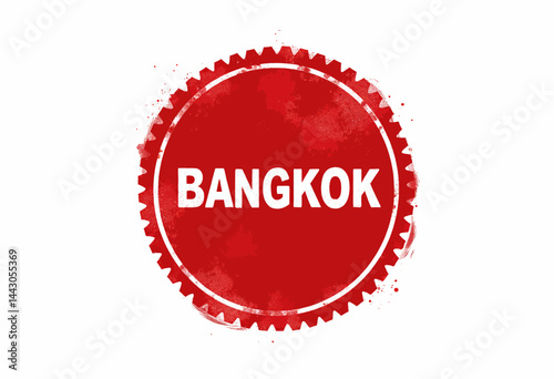 Obraz na płótnie Bangkok red grunge stamp on white background w salonie