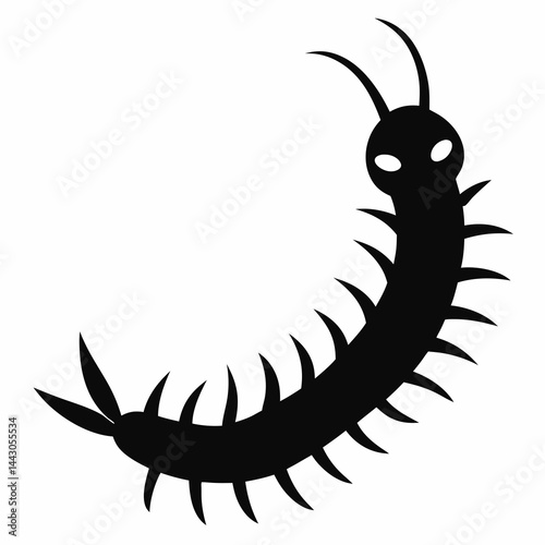 Centipede Silhouette Vector Icon