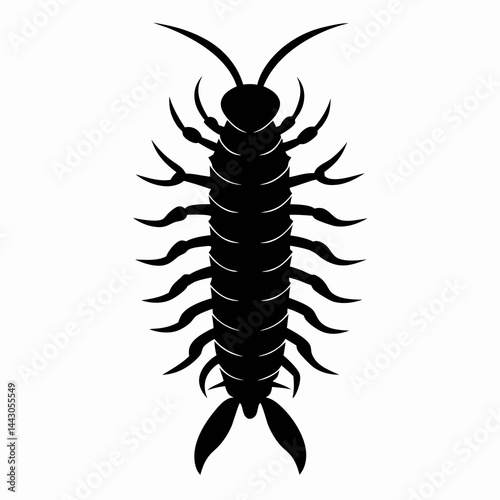 Centipede Silhouette Vector Icon