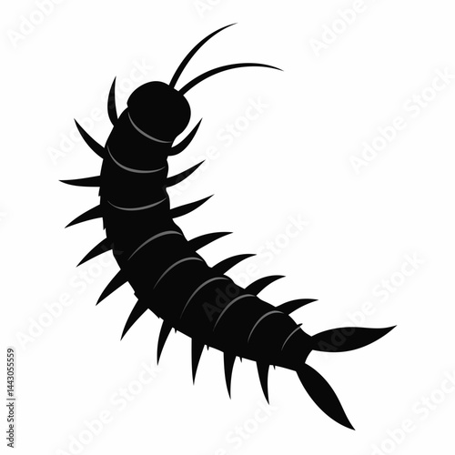 Centipede Silhouette Vector Icon