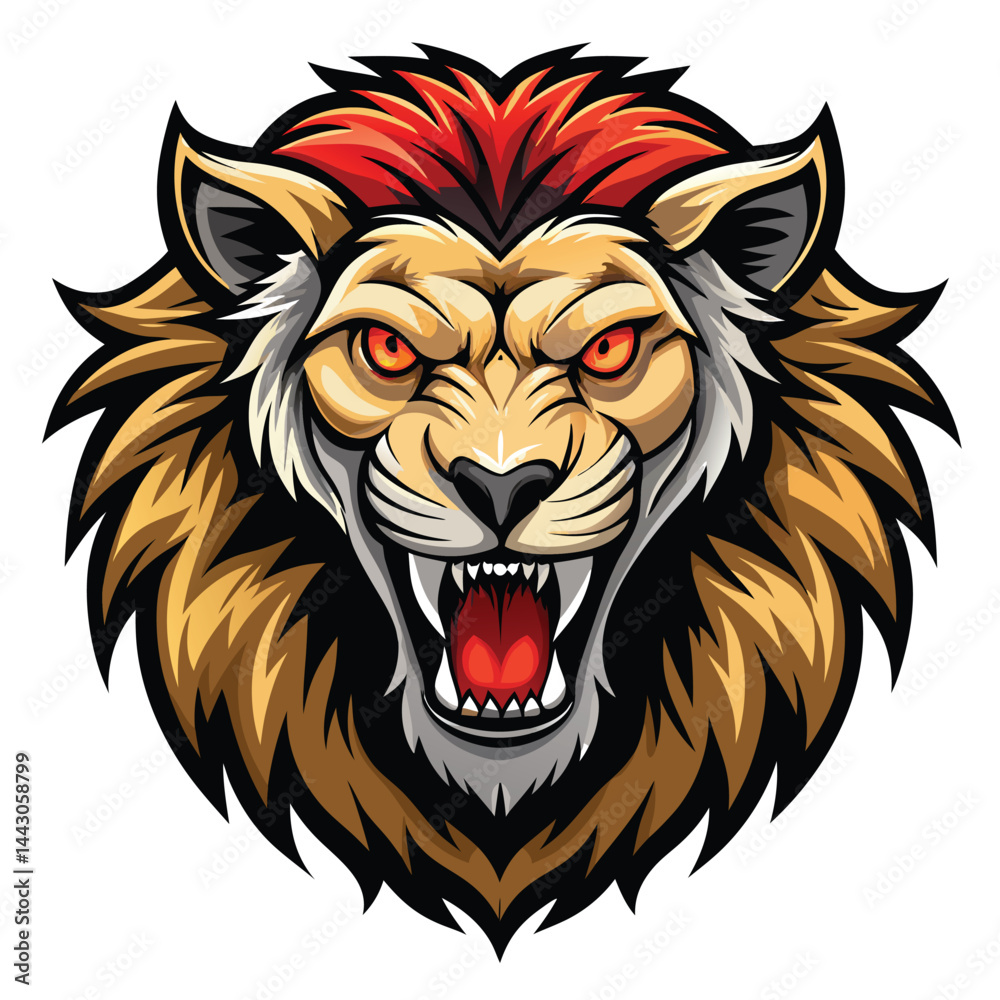 Fototapeta premium Angry lion head graphic