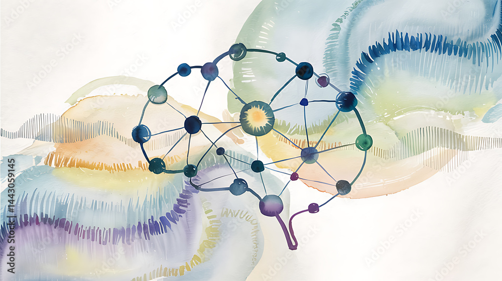 Fototapeta premium Colorful brain illustration with neural connections