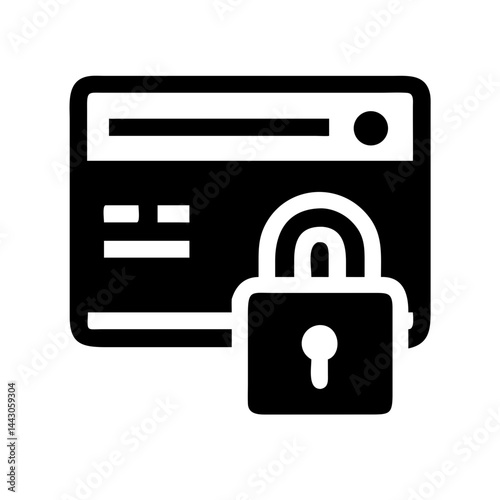 credit card with lock payment security silhouette on transparent background for web and graphic design