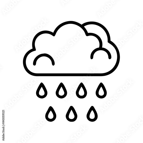 Rain cloud with drops in a minimalist style 