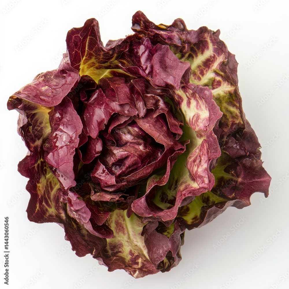 Obraz premium Close Up Of Fresh Red And Green Lettuce On White Backgrounds
