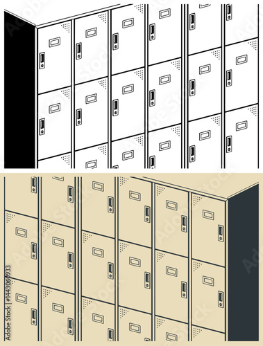 Metal storage lockers close-up