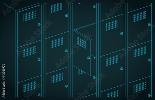 Storage lockers close up illustration