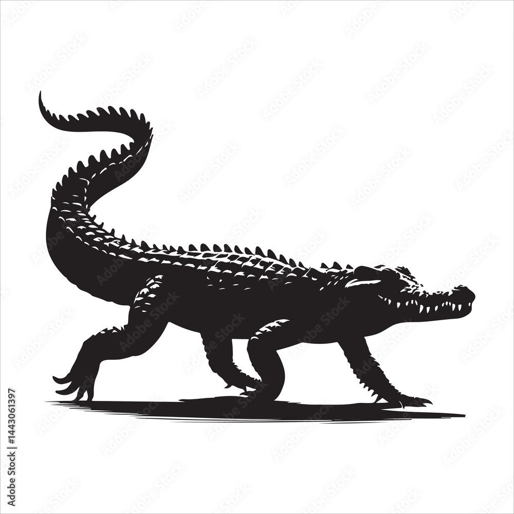 Naklejka premium Silhouette of a crocodile on a white background
