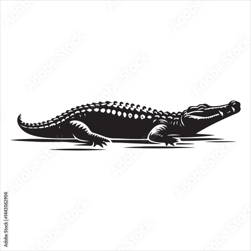 Silhouette of a crocodile on a white background