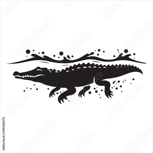 Silhouette of a crocodile on a white background