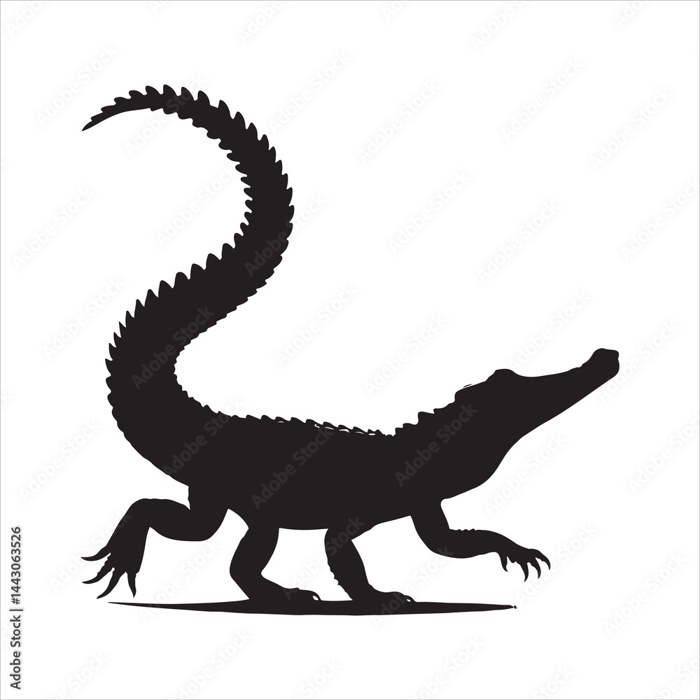 Fototapeta premium Silhouette of a crocodile on a white background
