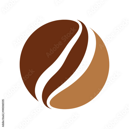 Abstract Coffee Bean with Curved Lines for Cafe