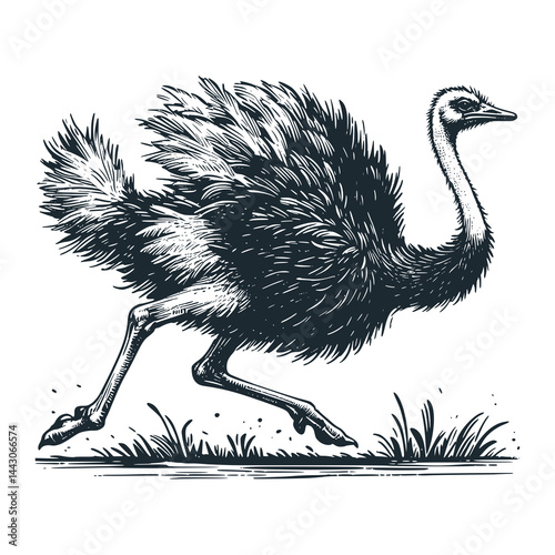ostrich – Black and White Icon Vector and Illustration