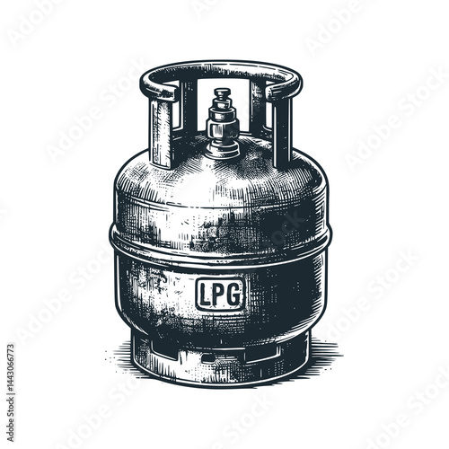LPG gas cylinder – Black and White Icon Vector and Illustration