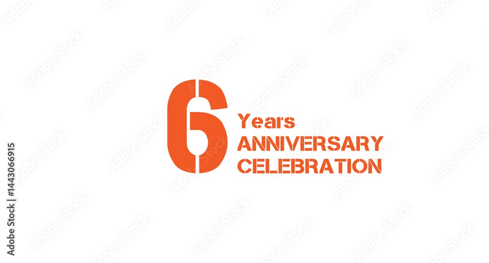 Celebrating Six Years: Vibrant orange graphic commemorating a 6-year anniversary with celebratory text. Milestone achievement design. Celebrating Six Years: Vibrant orange graphic commemorating a 6-year anniversary with celebratory text. Milestone achievement design.