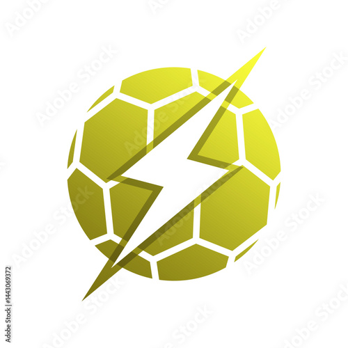 Modern Soccer Ball Logo with White Lightning Bolt
