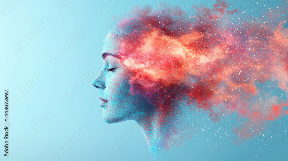 Artistic representation of mental health with vibrant colors and abstract design Artistic representation of mental health with vibrant colors and abstract design