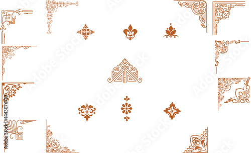 Gold vintage baroque corner ornament retro pattern antique style acanthus. Decorative design element filigree calligraphy vector. Vintage frame corner. Framer corner. Vintage Corners.