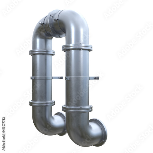 Steampunk Pipes, 3d illustration isolated on white background