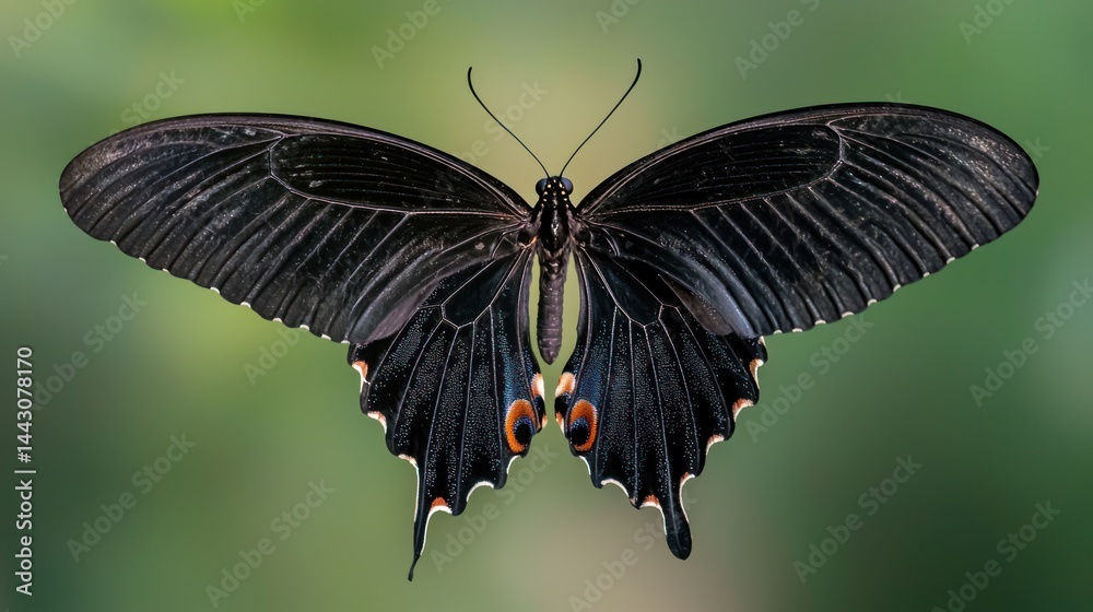 Fototapeta premium A butterfly in mid-flight with its wings spread wide