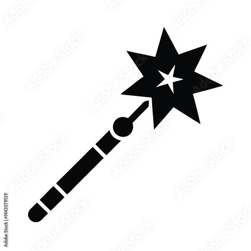 party magic wand icon silhouette vector illustration