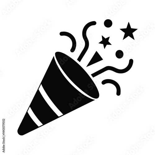 party popper icon silhouette vector illustration